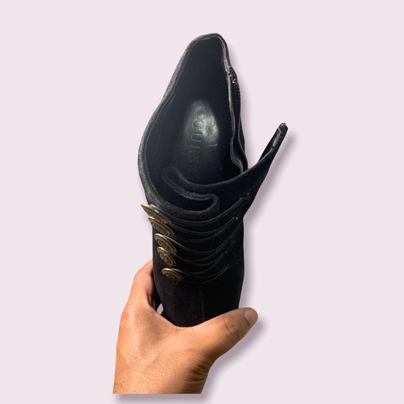 GUESS : Black Owen Suede Button Ankle Boots - Picture 4 of 5